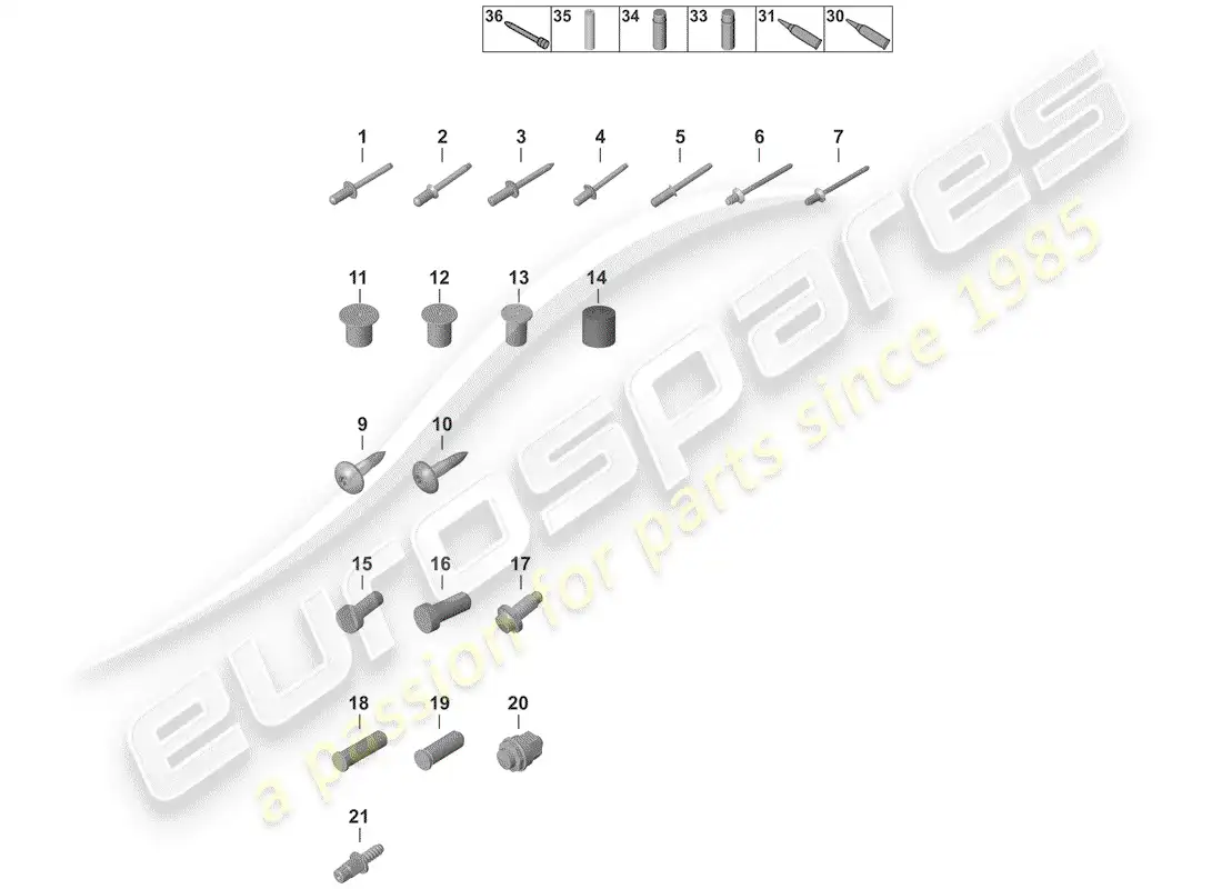 porsche 2019 (992-1) fasteners parts diagram