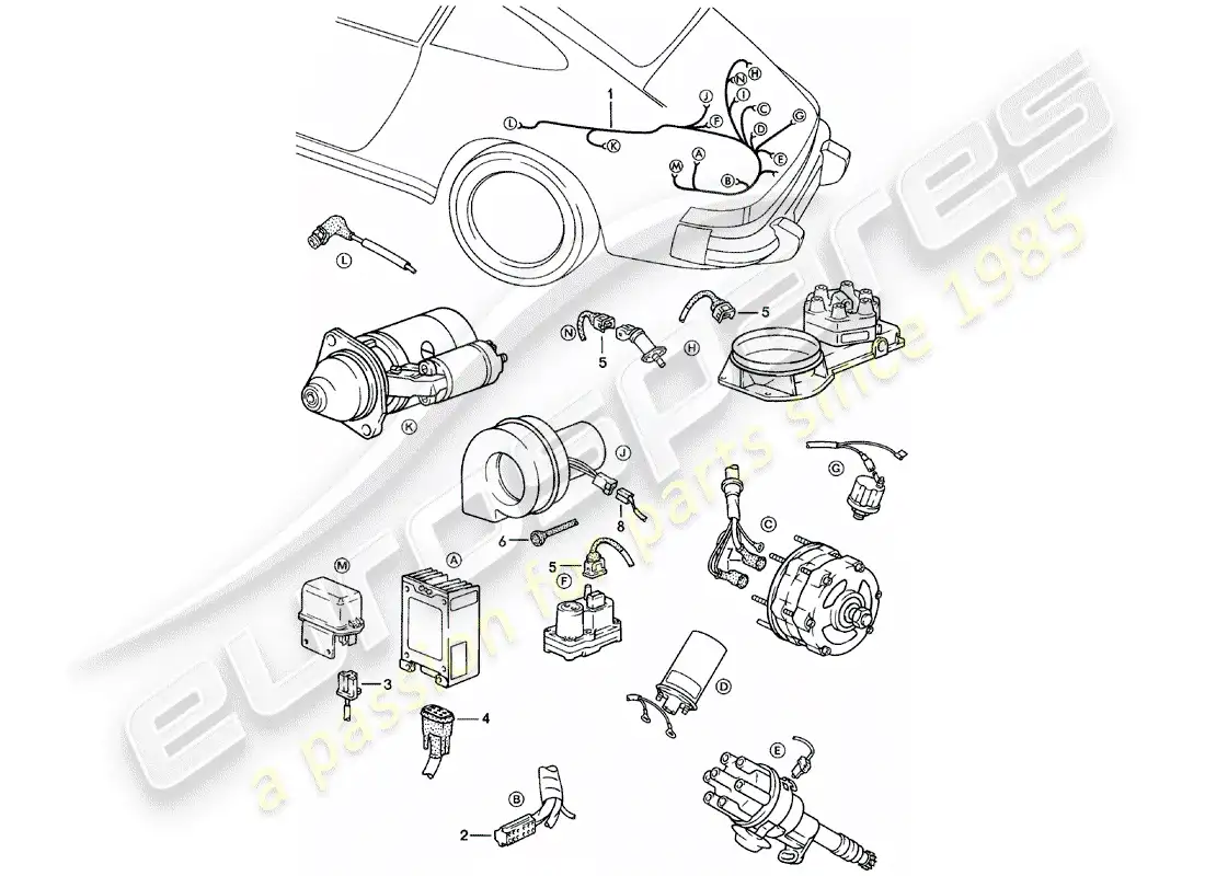 porsche 1980 (911) wiring harnesses - engine parts diagram