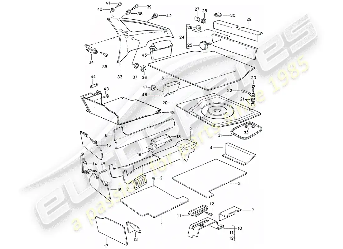 porsche 1995 (928) trims parts diagram