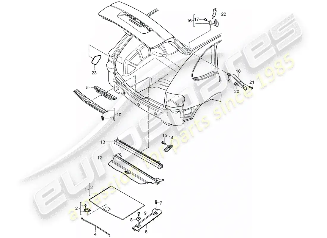 porsche 2009 (cayenne e1 9pa) trims part diagram