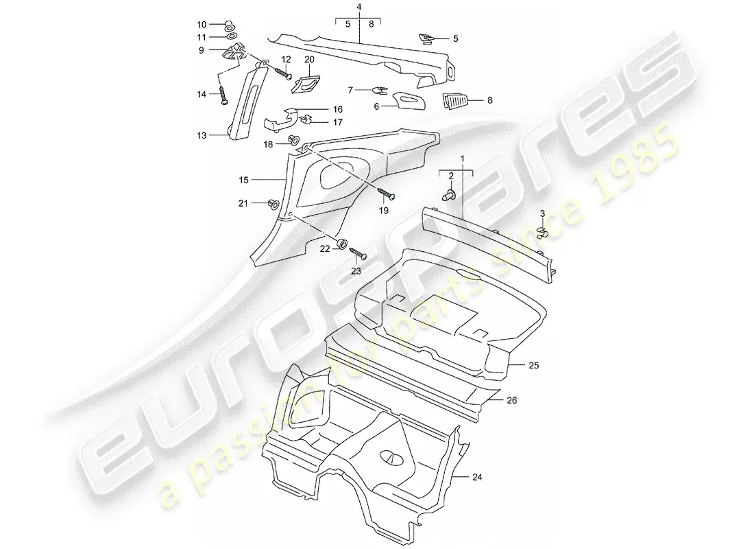 porsche 2000 (996) trims parts diagram