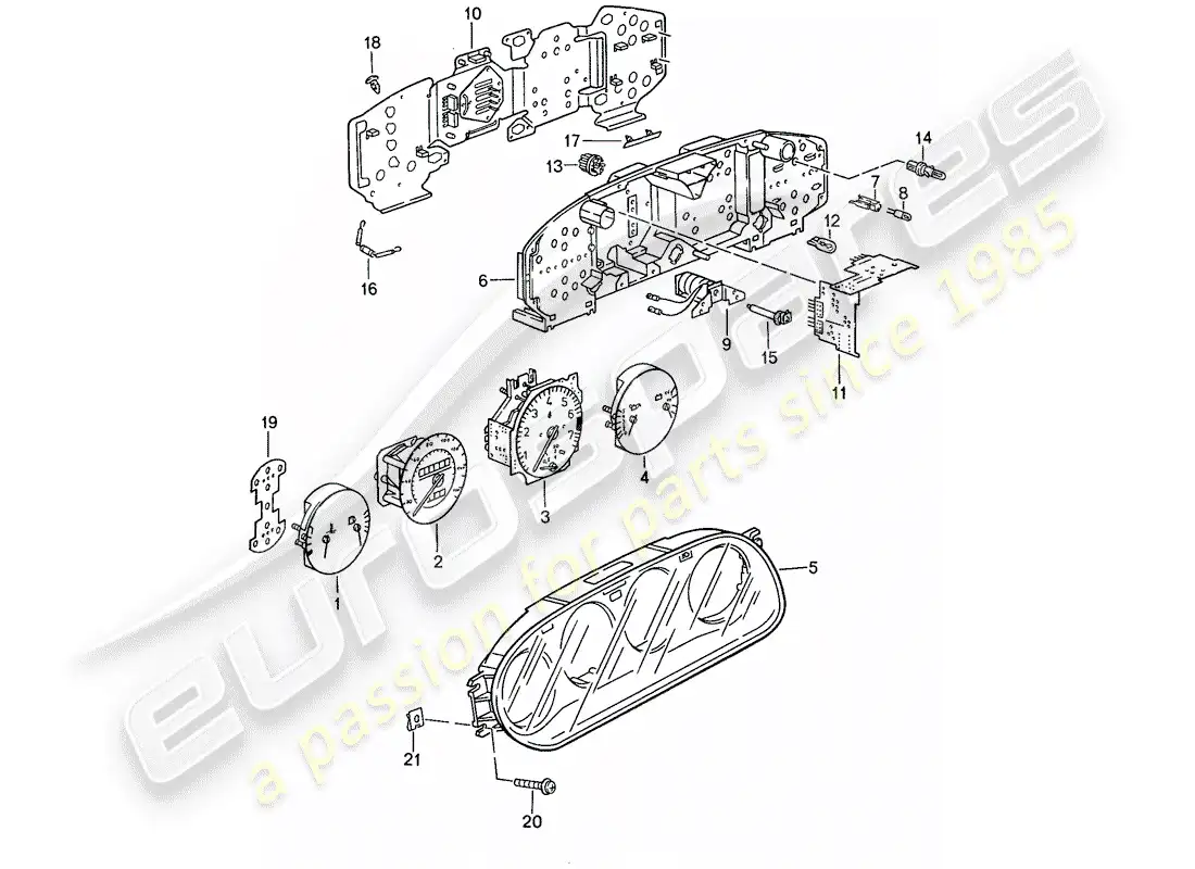 porsche 1990 (944) instrument cluster parts diagram