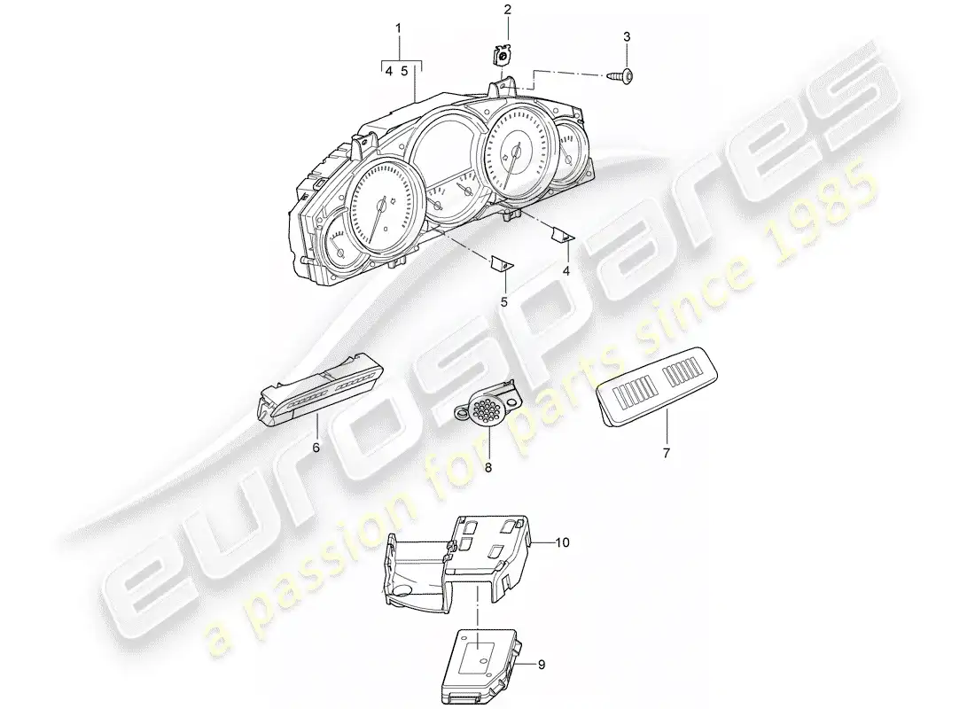porsche 2005 (cayenne e1 9pa) instrument cluster part diagram