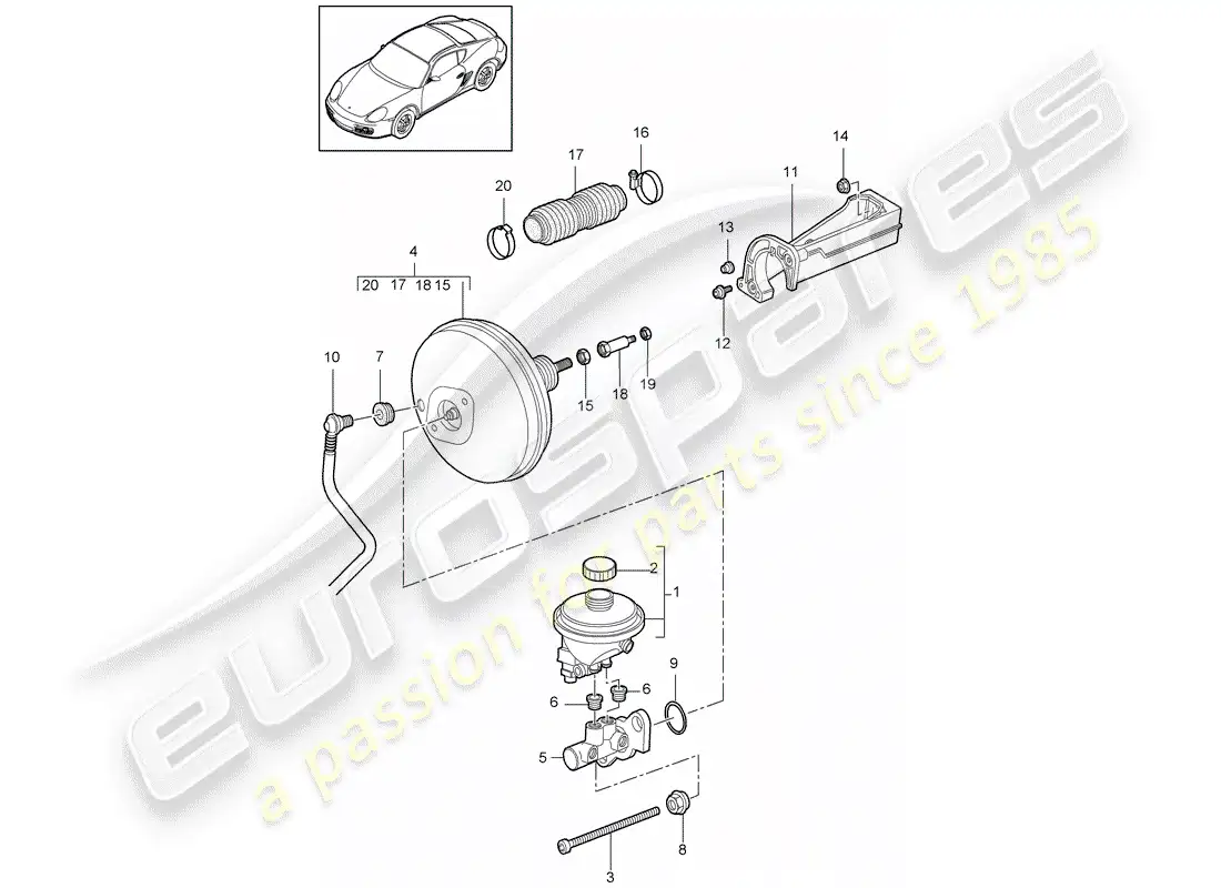 porsche 2012 (987 cayman) brake master cylinder parts diagram
