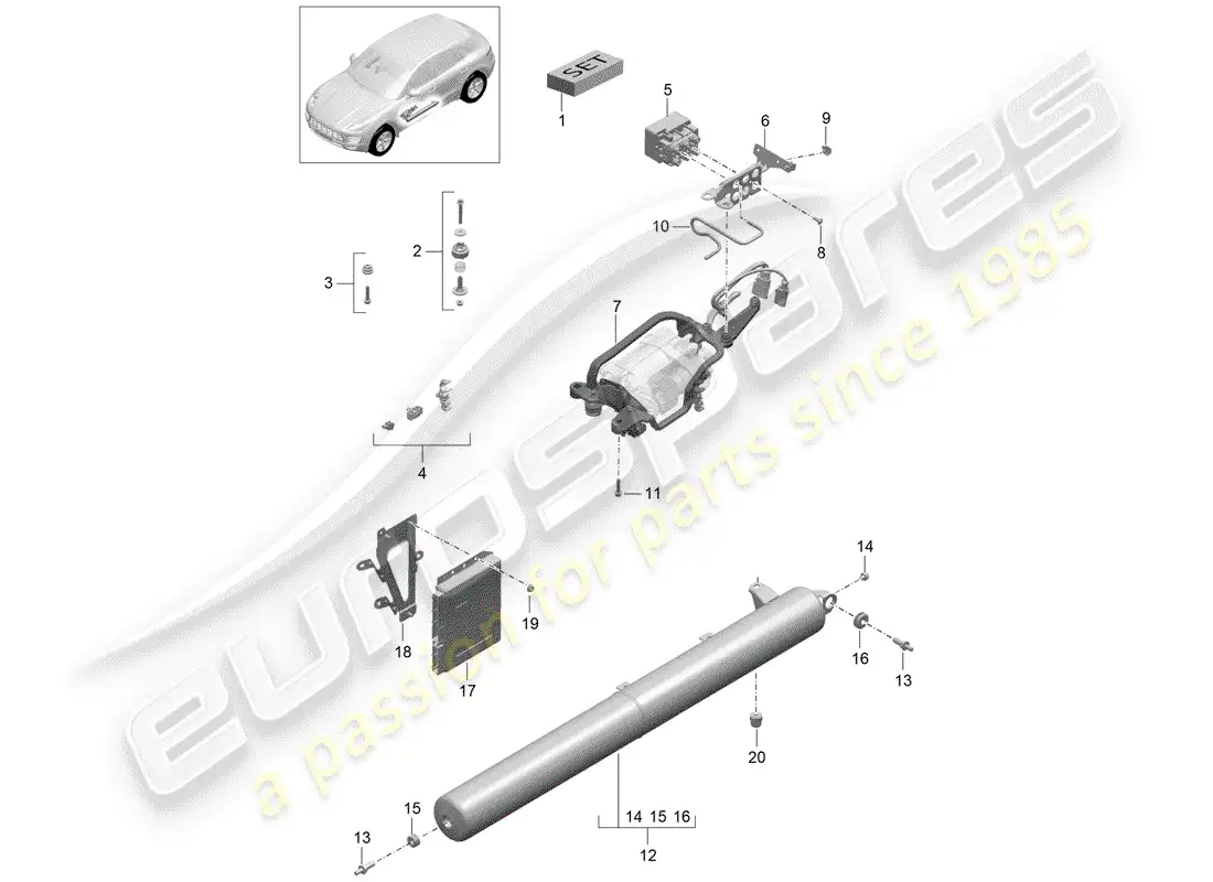 porsche 2016 (macan) self levelling system parts diagram