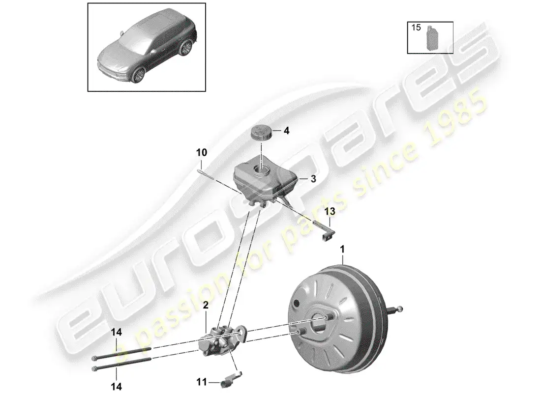 porsche 2020 (cayenne e3 9ya/9yb) brake master cylinder part diagram