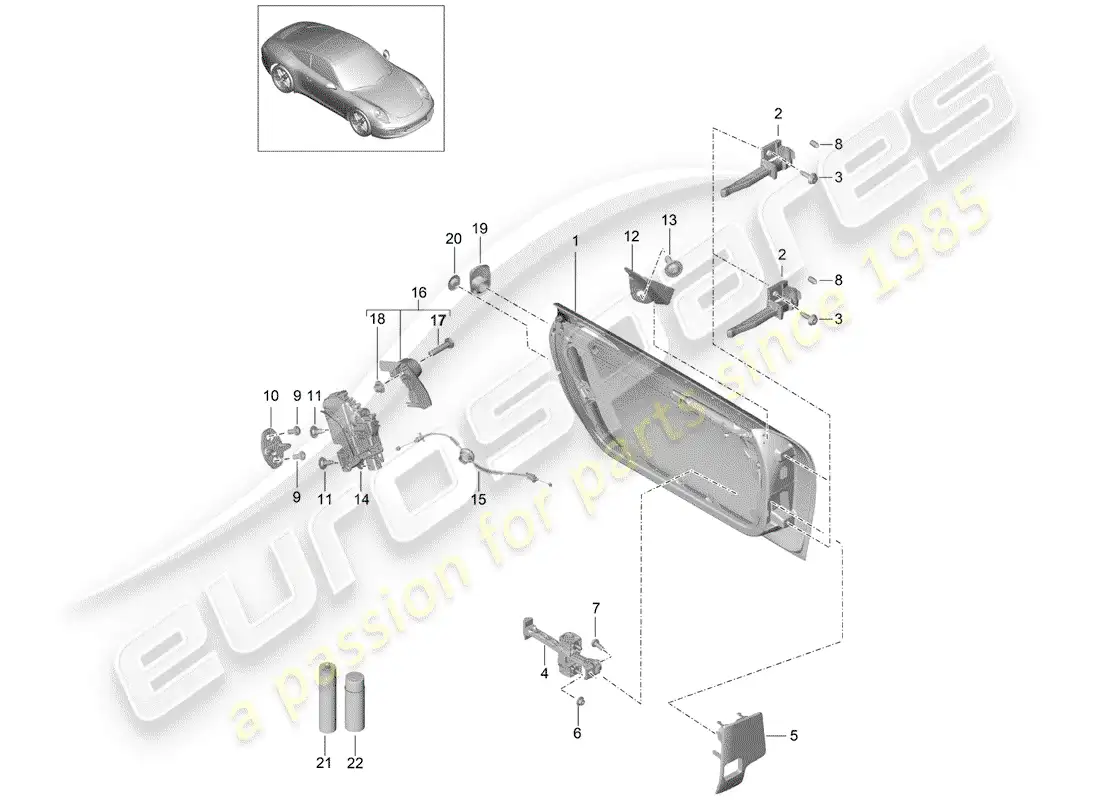 porsche 2015 (991-1) door shell parts diagram