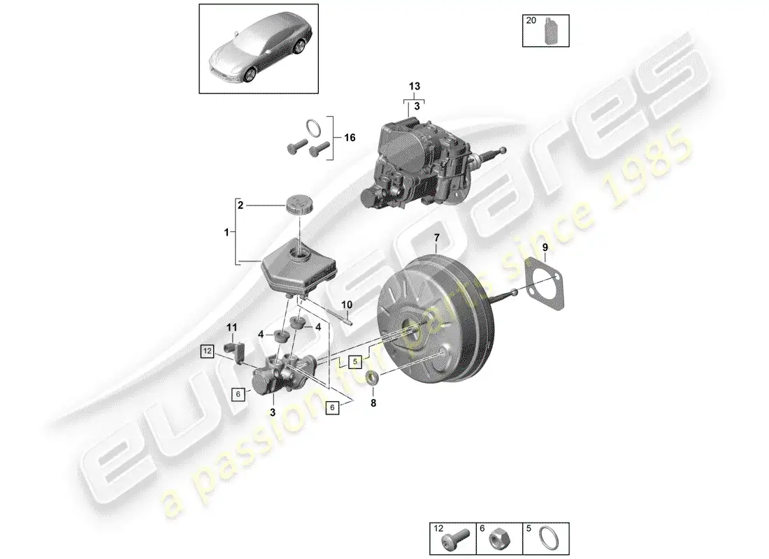 porsche 2017 (panamera 971-1) brake master cylinder part diagram