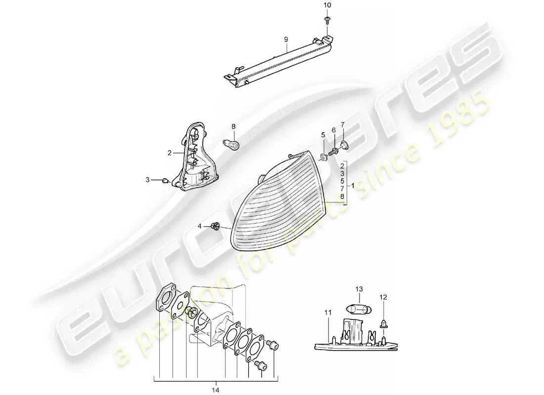 porsche 2005 (cayenne e1 9pa) rear light part diagram
