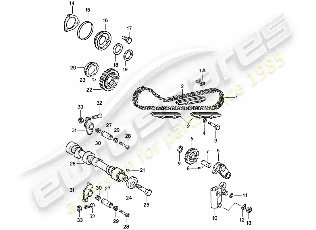 porsche 1989 (911) valve control parts diagram