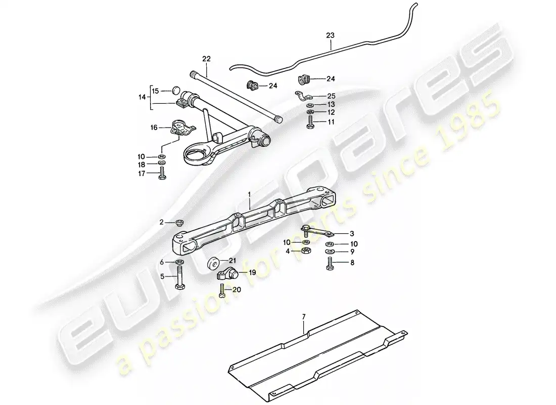 porsche 1986 (911) front axle - stabilizer parts diagram