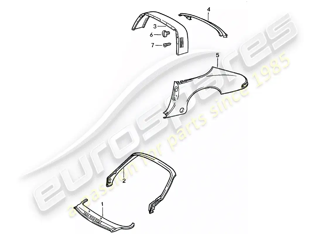 porsche 1982 (911) exterior panelling - to fit use workshop material parts diagram