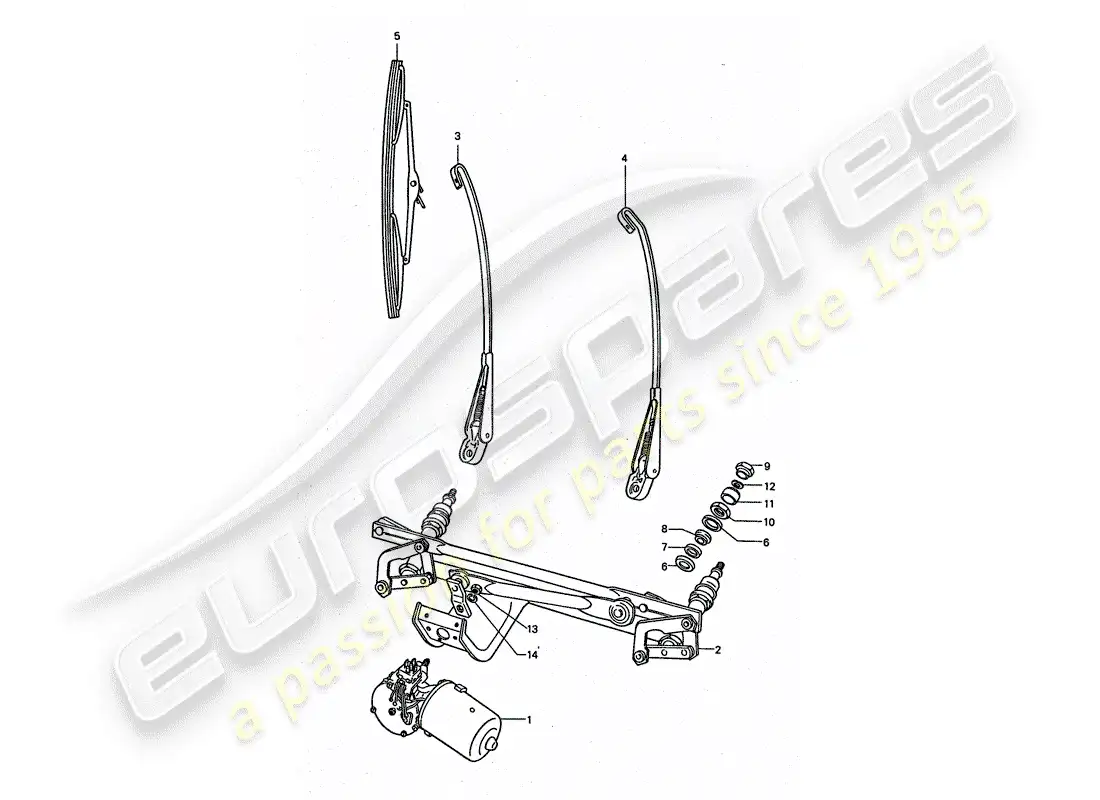 porsche 1977 (911 turbo) windscreen wiper system parts diagram