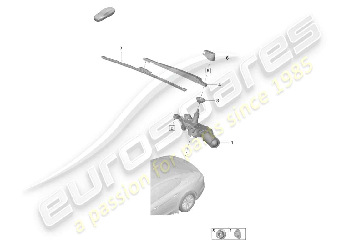 porsche 2021 (panamera 971-2) wiper and washer system for rear window part diagram