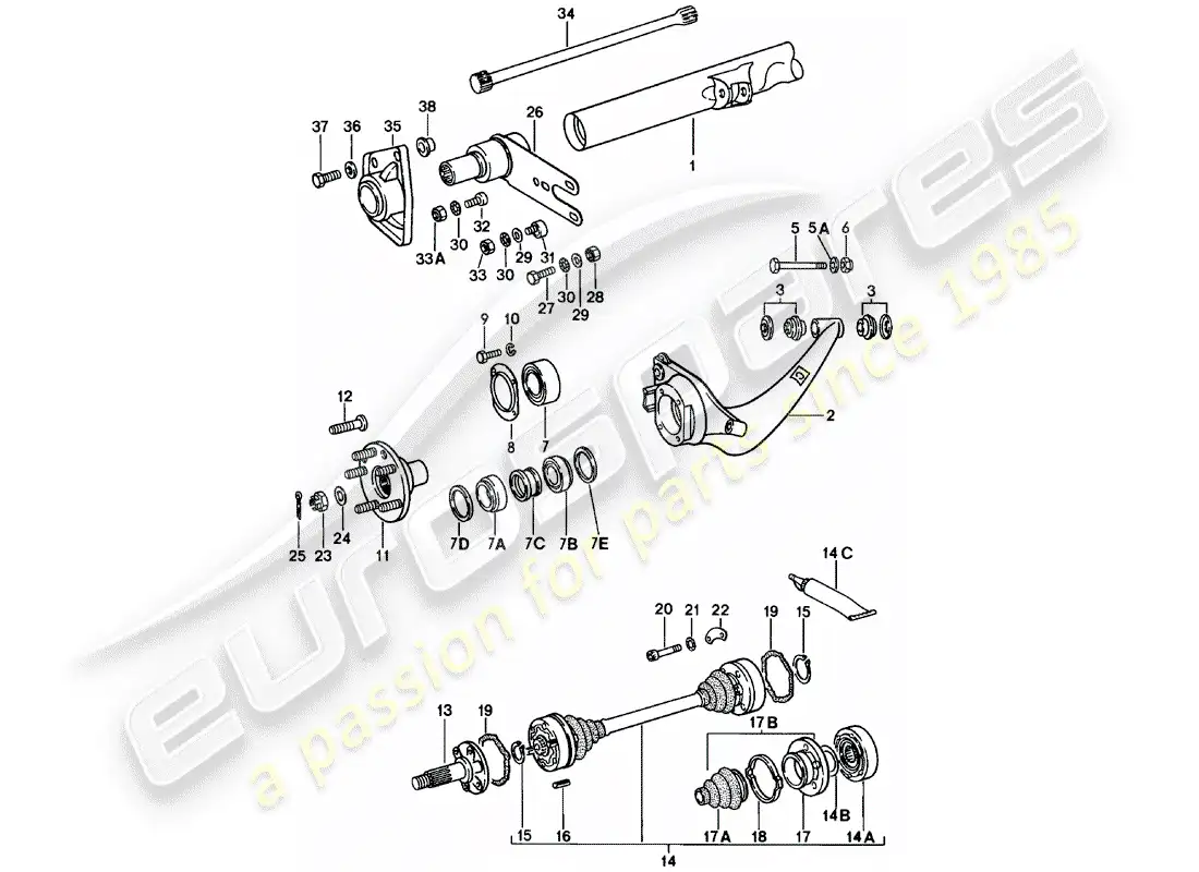 porsche 1982 (911) rear axle parts diagram