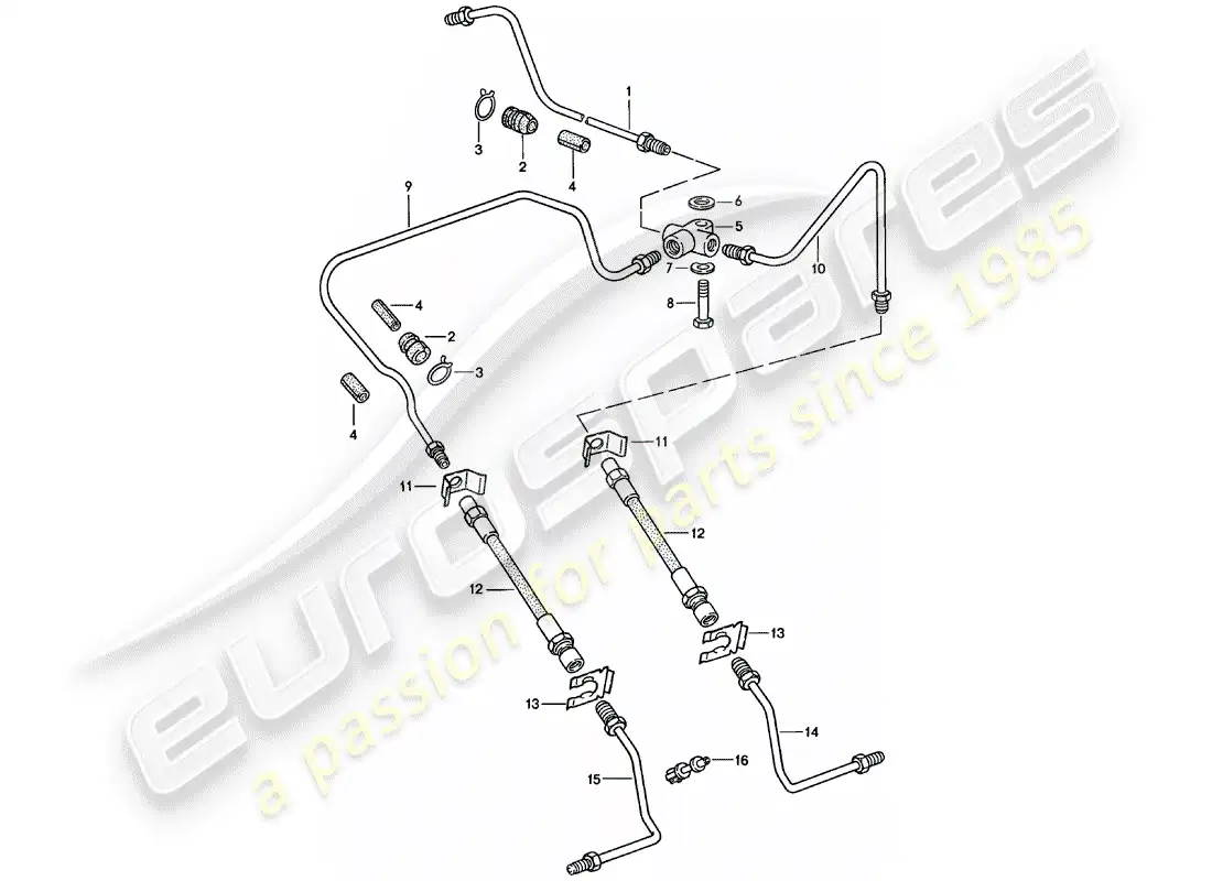 porsche 1982 (911) brake lines parts diagram