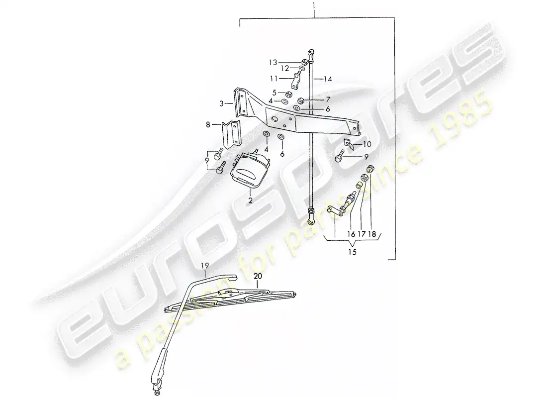 porsche 1965 (911/912) rear window wiper parts diagram
