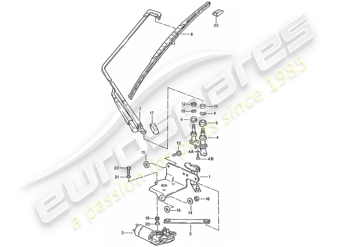 porsche 1989 (928) rear window wiper parts diagram