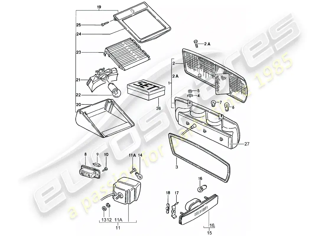 porsche 1983 (928) rear light parts diagram