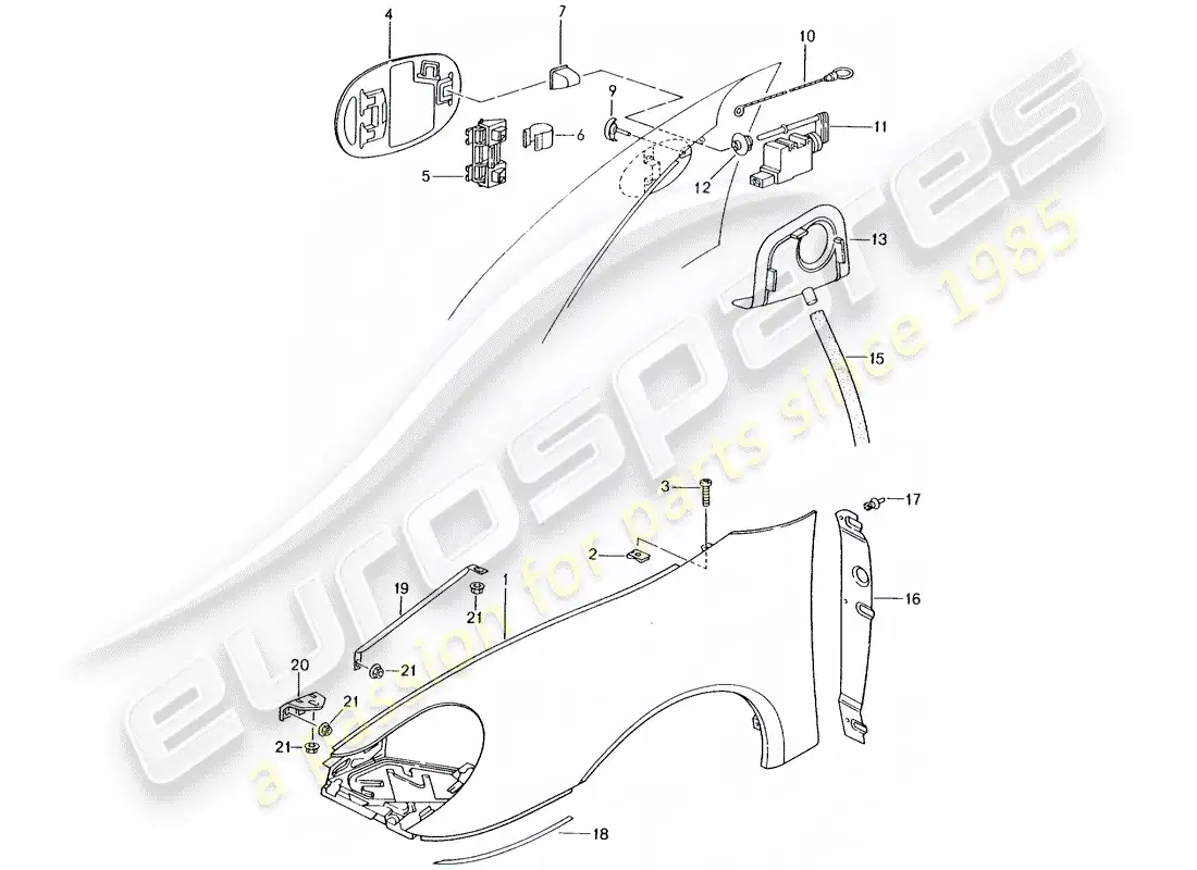 porsche 2004 (996 gt3) fender parts diagram