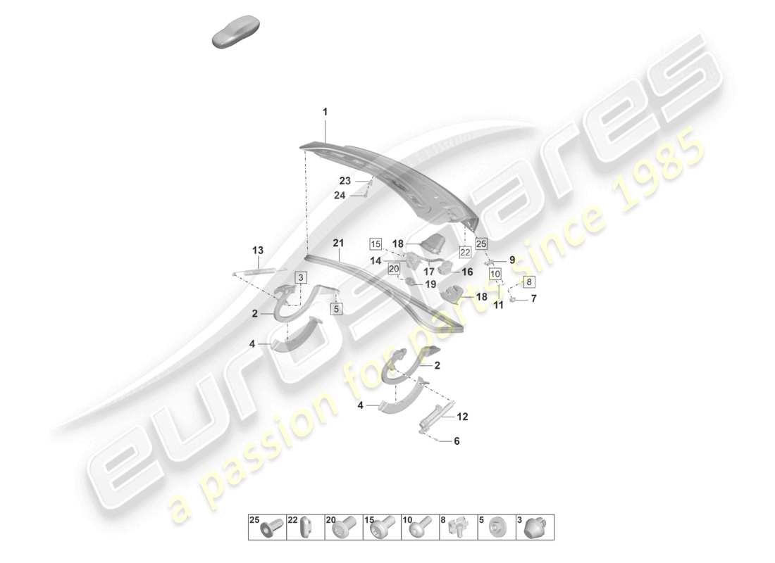porsche 2022 (taycan 9j1-1) rear lid part diagram