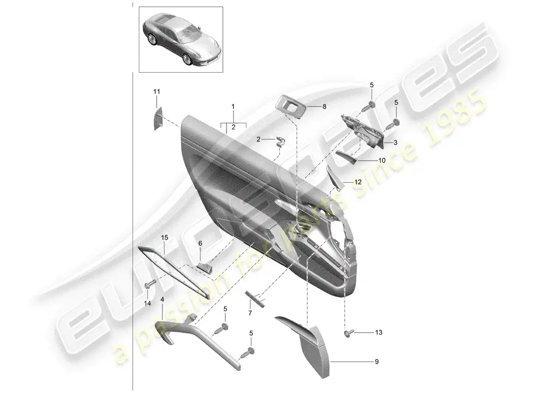 porsche 2016 (991-1) door panel parts diagram
