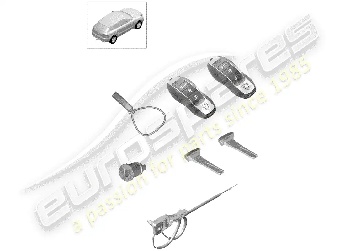porsche 2017 (macan) 1 set of lock cylinders with parts diagram