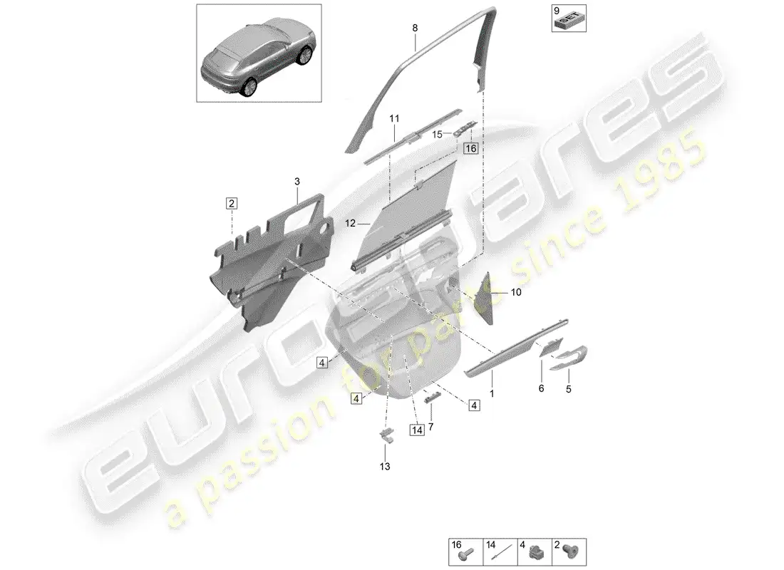 porsche 2020 (macan) accessories part diagram