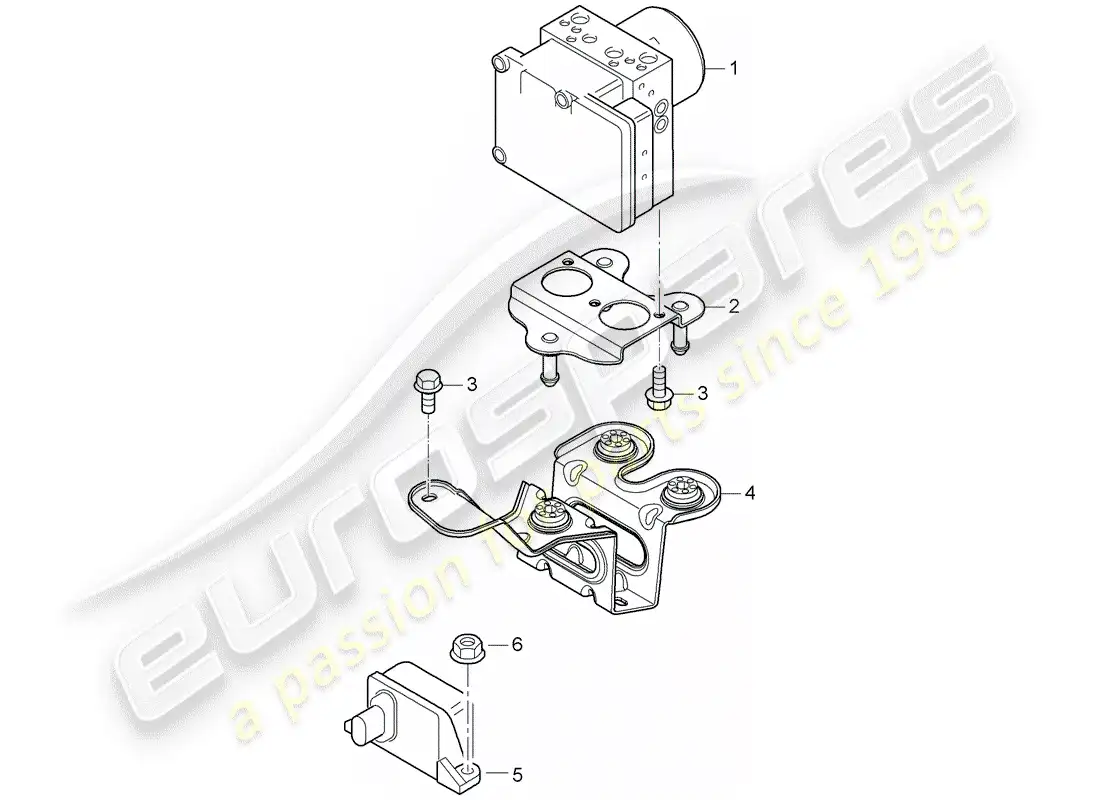 porsche 2010 (cayenne e1 9pa) hydraulic unit parts diagram