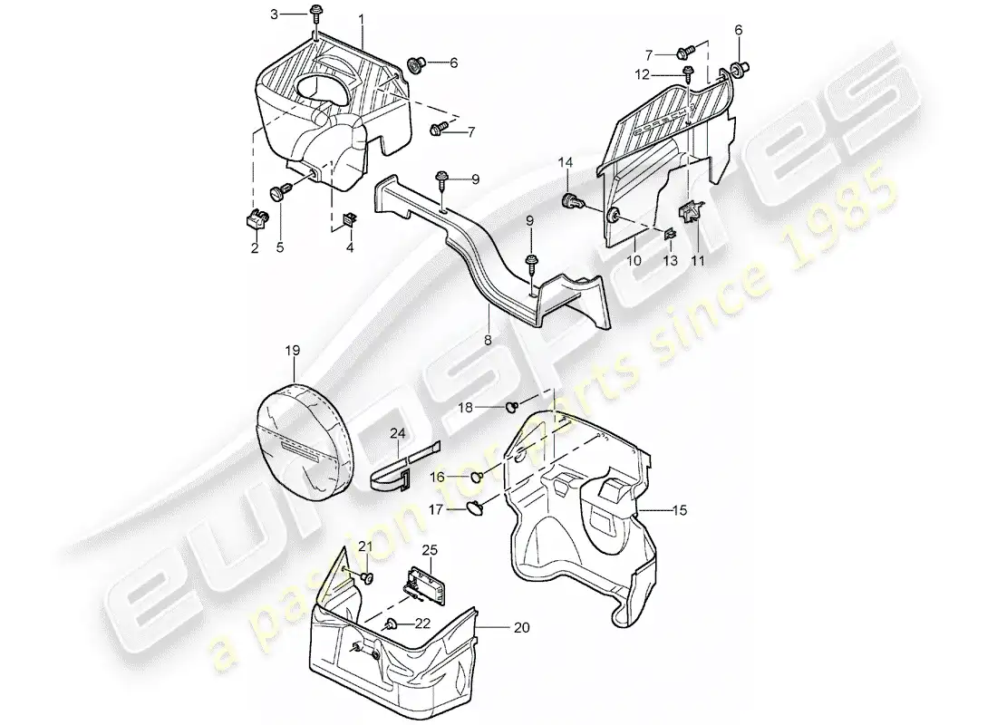 porsche 2000 (986 boxster) luggage compartment parts diagram