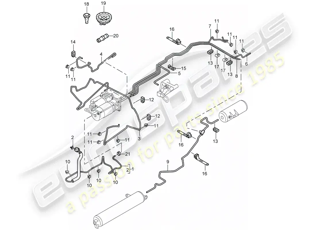 porsche 2010 (cayenne e1 9pa) self levelling system parts diagram