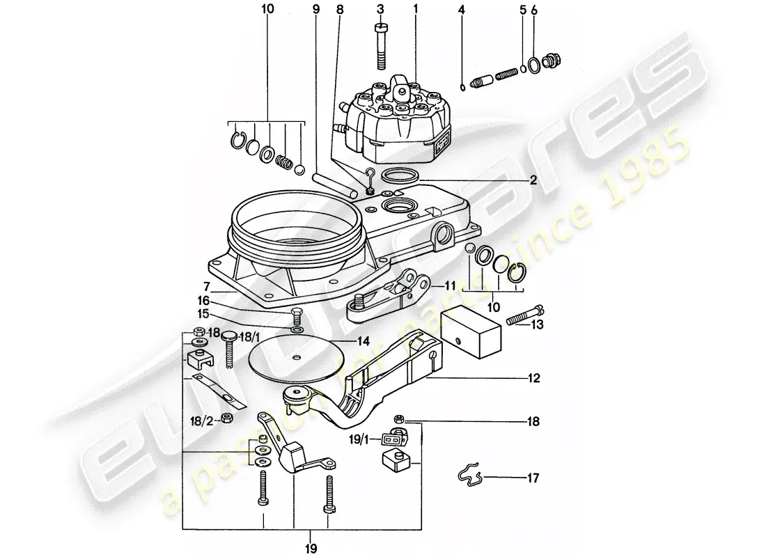 porsche 1975 (911) mixture control unit - single parts parts diagram