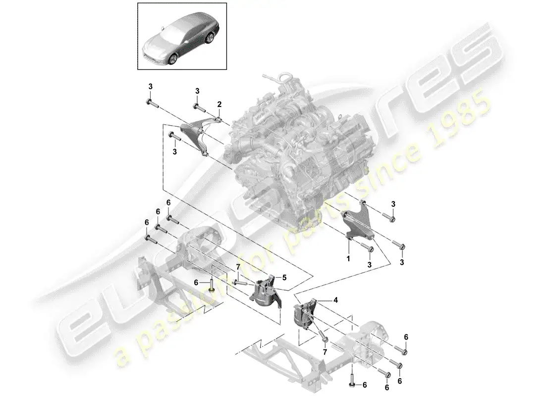 porsche 2018 (panamera 971-1) engine lifting tackle parts diagram