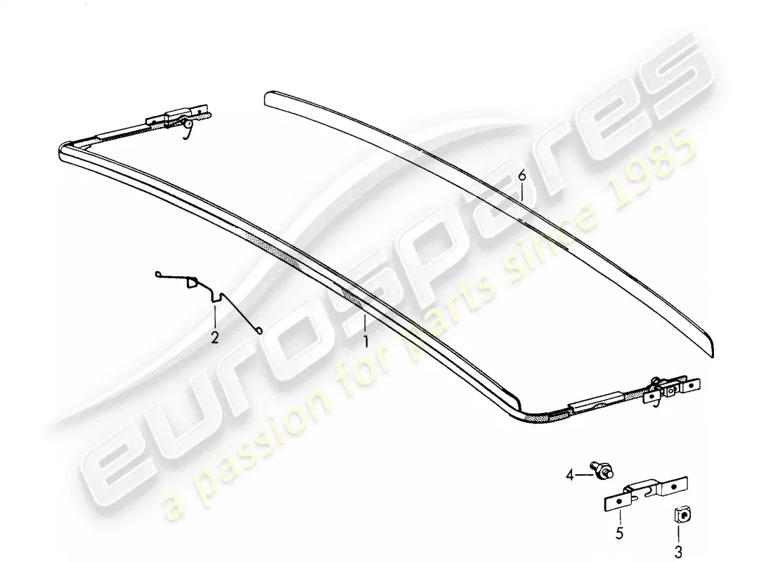 porsche 1963 (356b/356c) wind deflector - sunroof - electric parts diagram