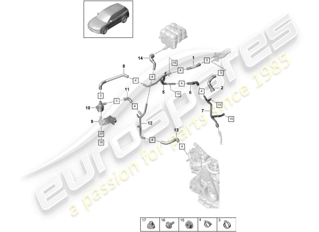 porsche 2022 (cayenne e3 9ya/9yb) heater without: auxiliary heater part diagram