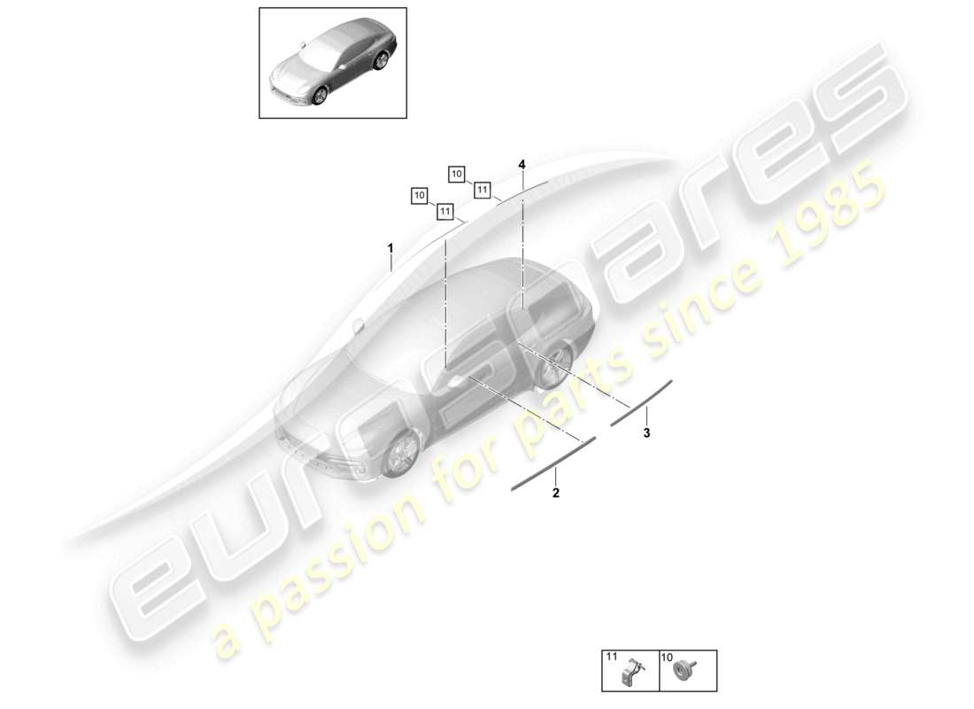 porsche 2021 (panamera 971-1) trim front and rear doors parts diagram