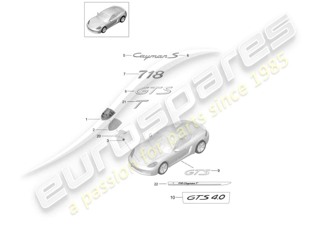 porsche 2025 (718 cayman) moldings inscriptions/lettering part diagram