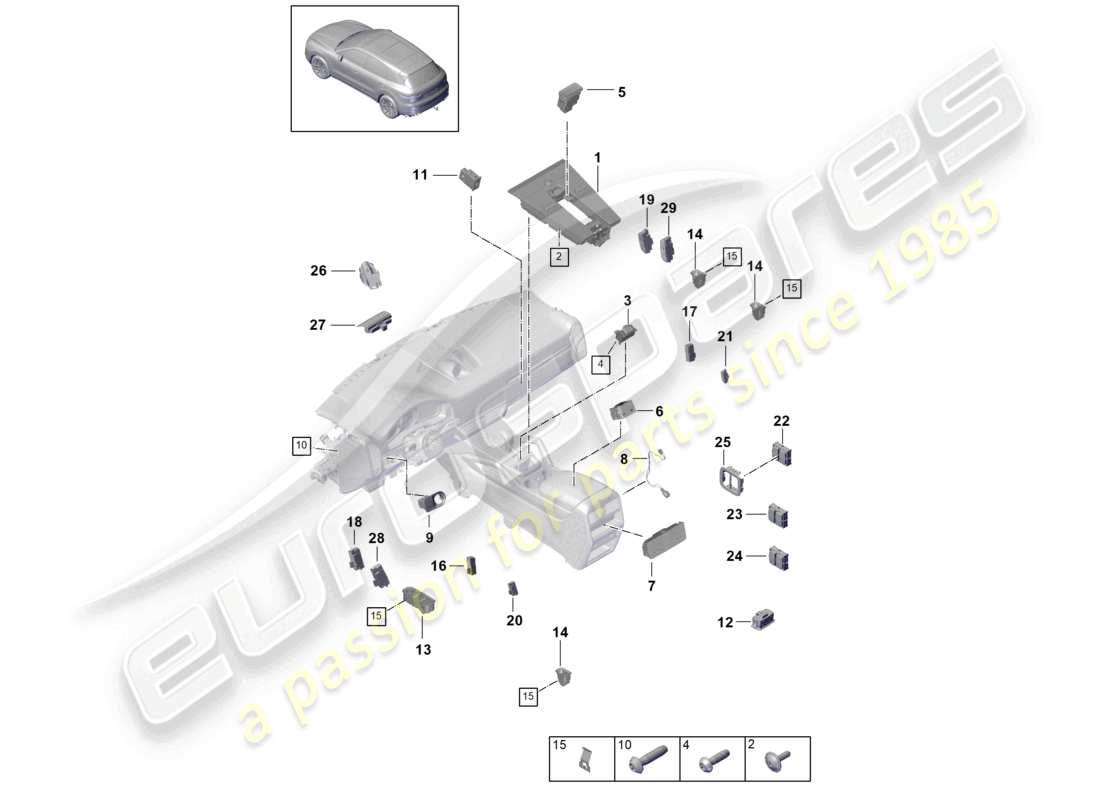 porsche 2022 (cayenne e3 9ya/9yb) switch control panel air conditioning control switch part diagram