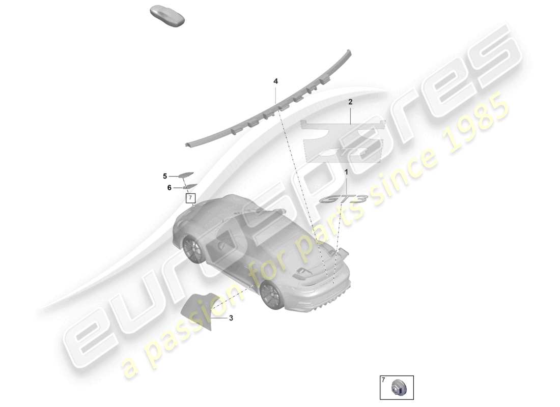 porsche 2022 (992-1 gt3/rs/st) inscriptions/lettering part diagram