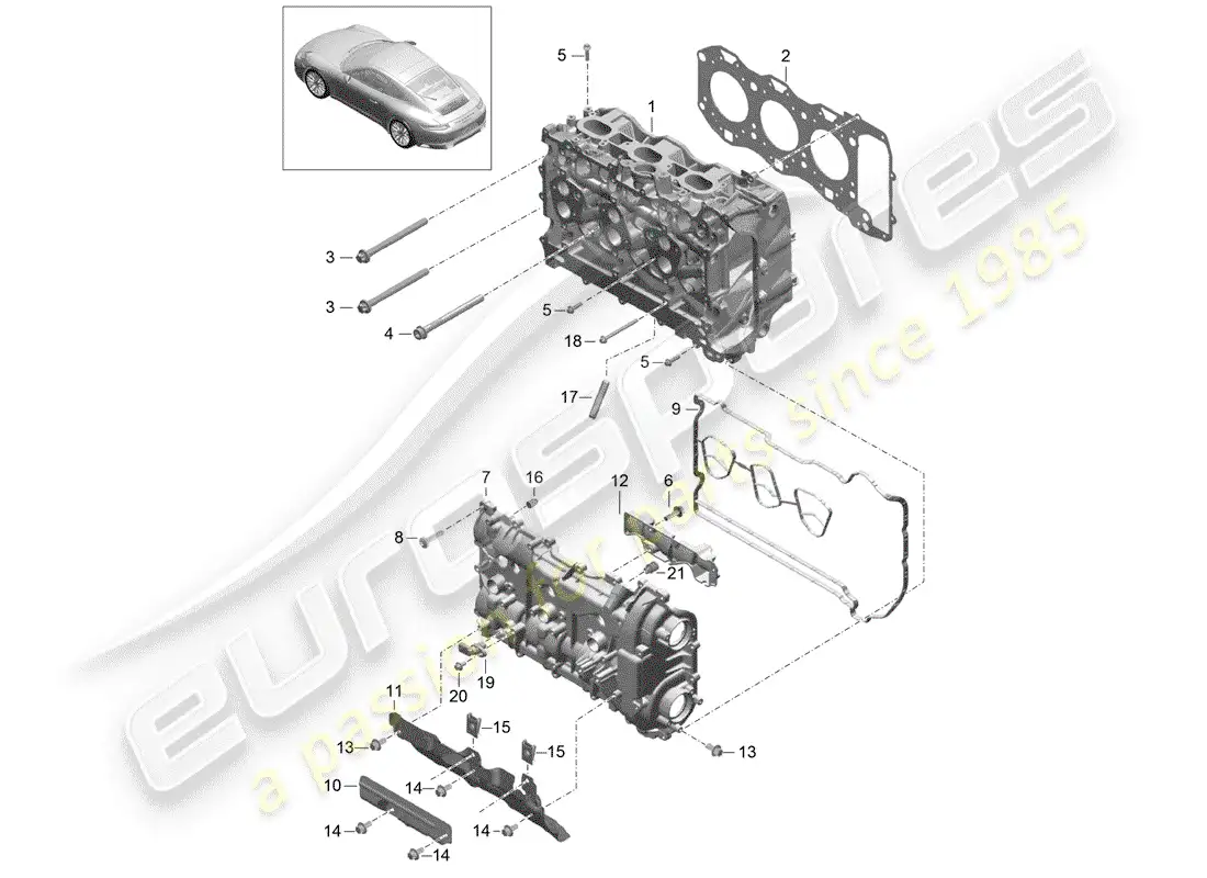 porsche 2018 (991-2) cylinder head parts diagram