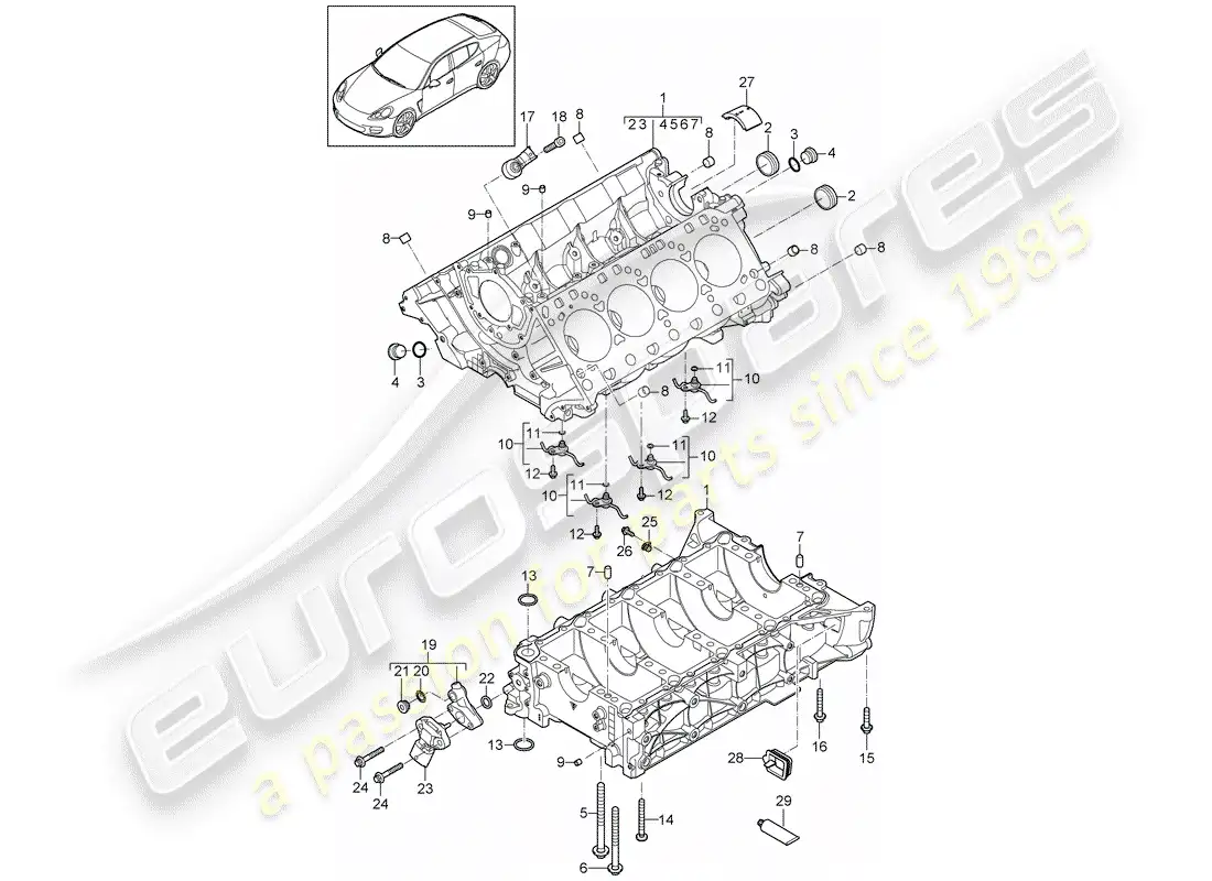 porsche 2012 (panamera 970) crankcase parts diagram