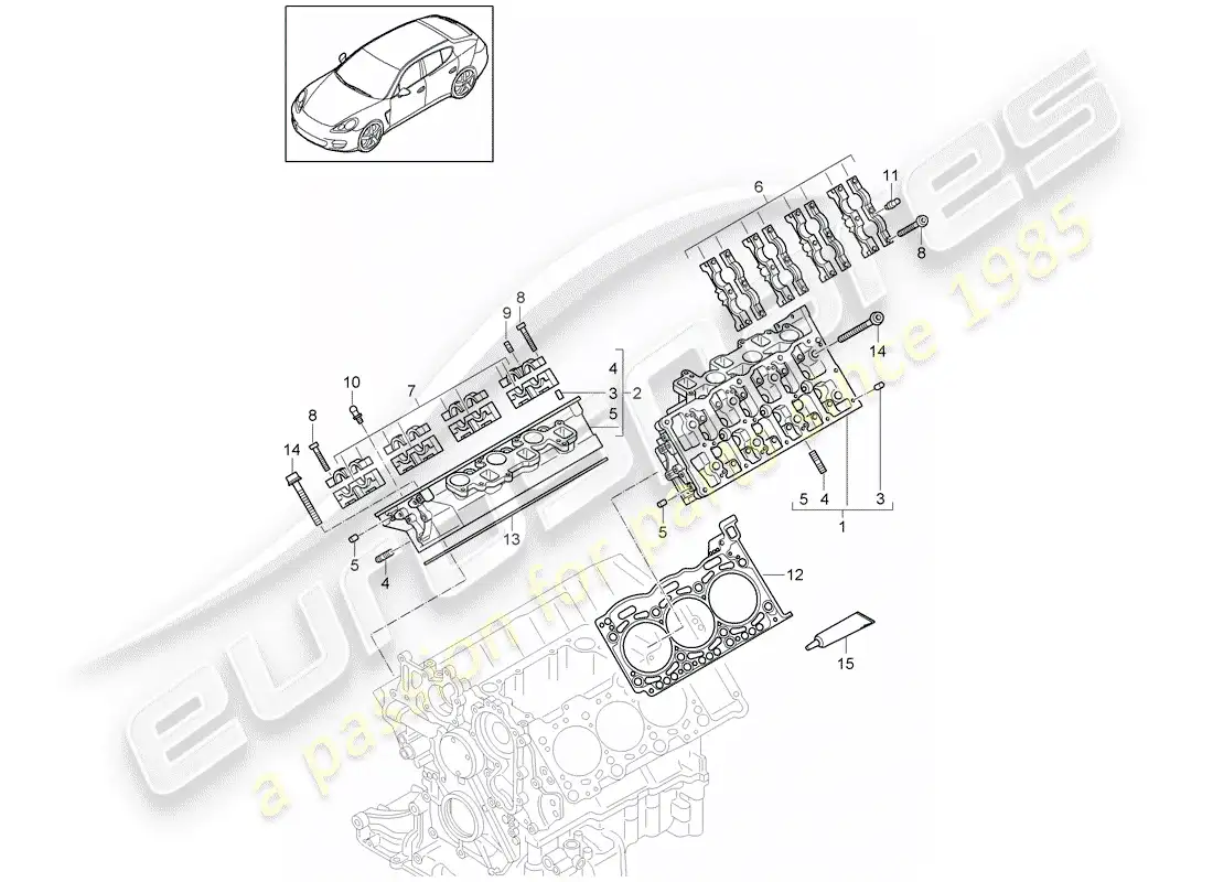 porsche 2012 (panamera 970) cylinder head parts diagram