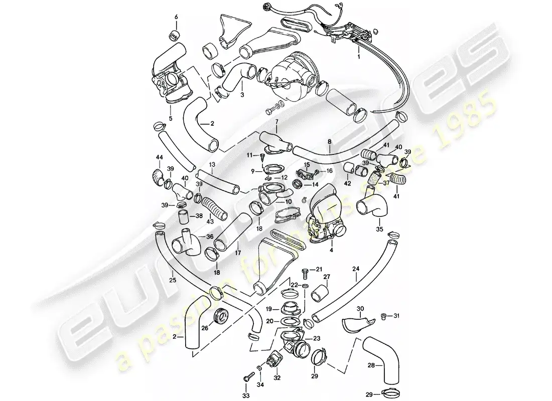 porsche 1982 (911) cooling air duct - control switch parts diagram