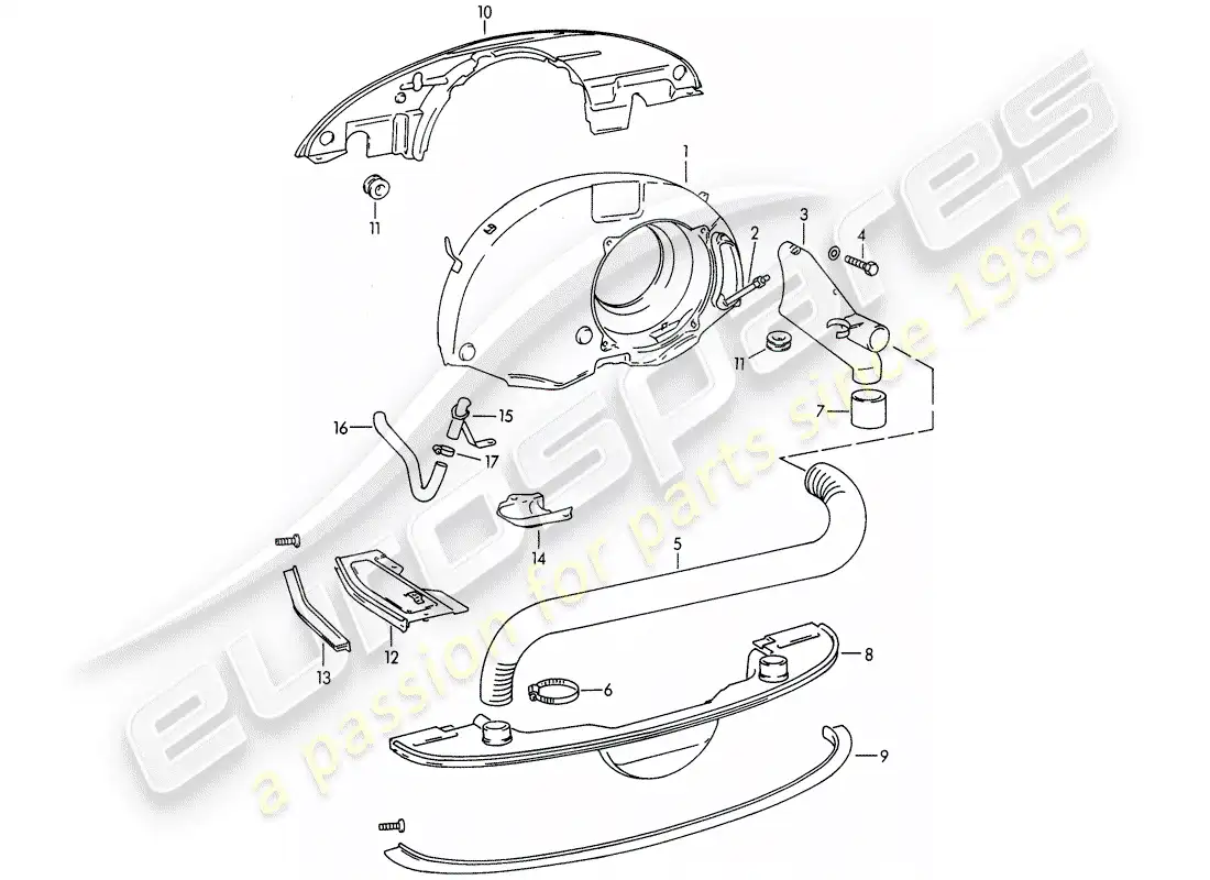 porsche 1965 (356b/356c) air cooling - heater - new design parts diagram