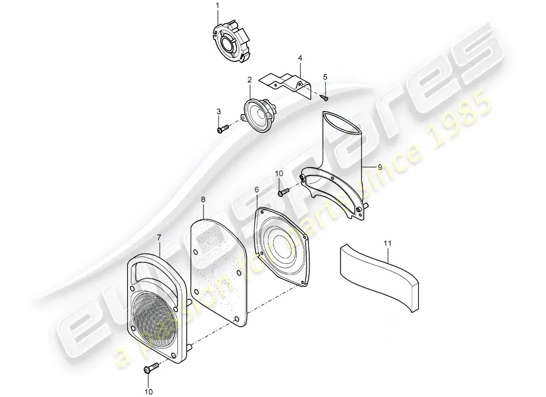 porsche 2004 (carrera gt) loudspeaker parts diagram