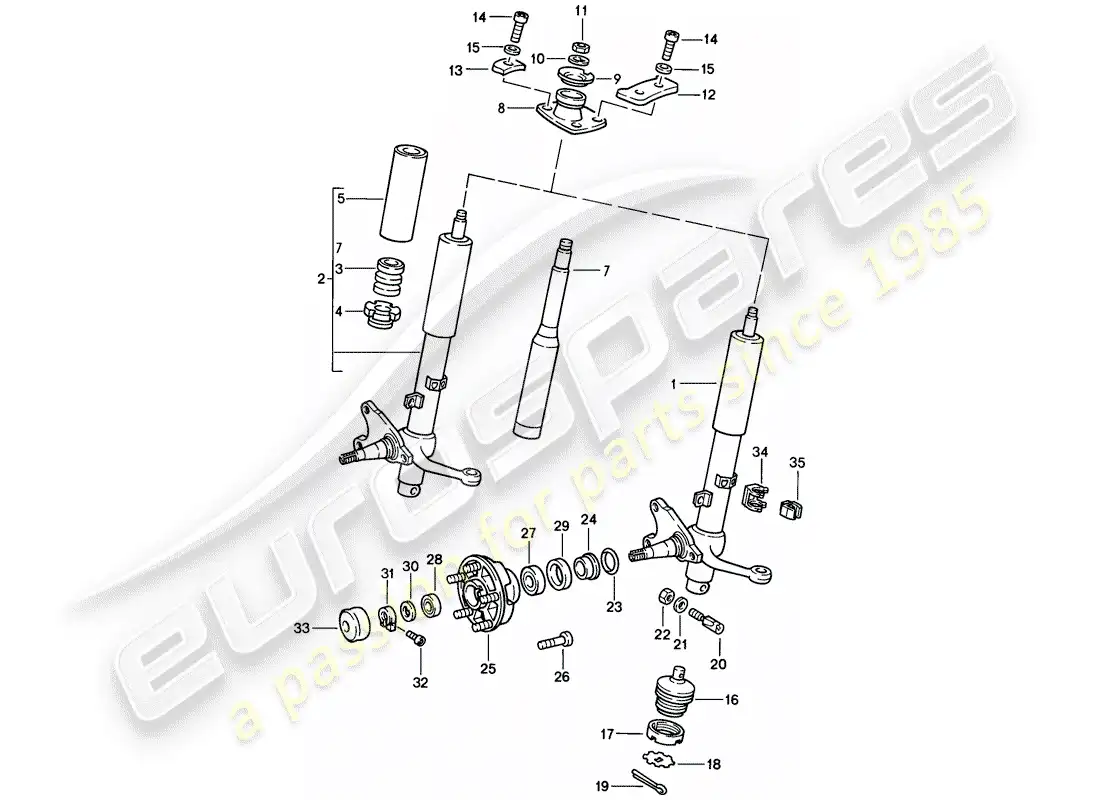 porsche 1986 (911) shock absorber strut - lubricants parts diagram