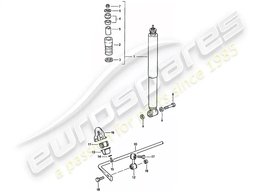 porsche 1982 (911) vibration damper - stabilizer parts diagram