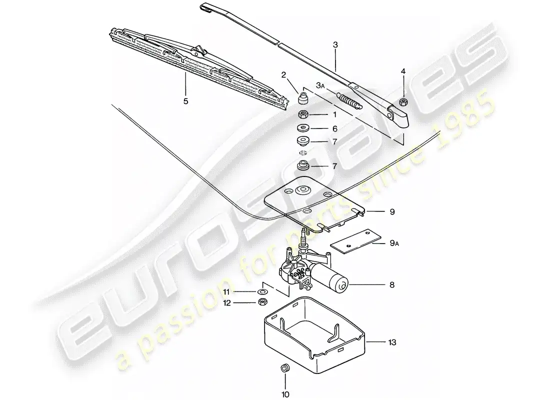 porsche 1978 (924) rear window wiper parts diagram