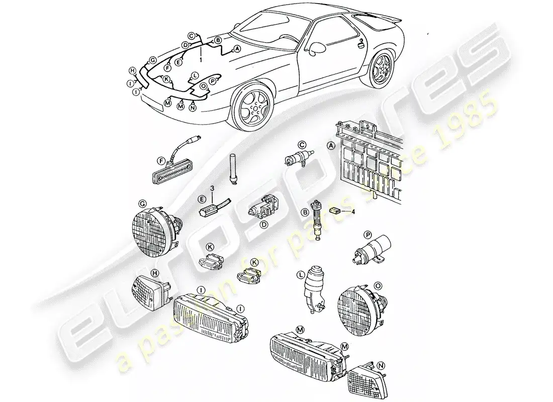 porsche 1992 (928) harness parts diagram