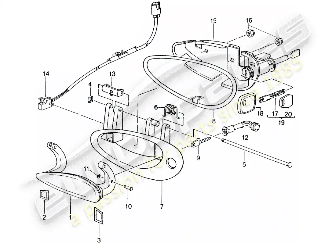 porsche 2002 (996) handle parts diagram